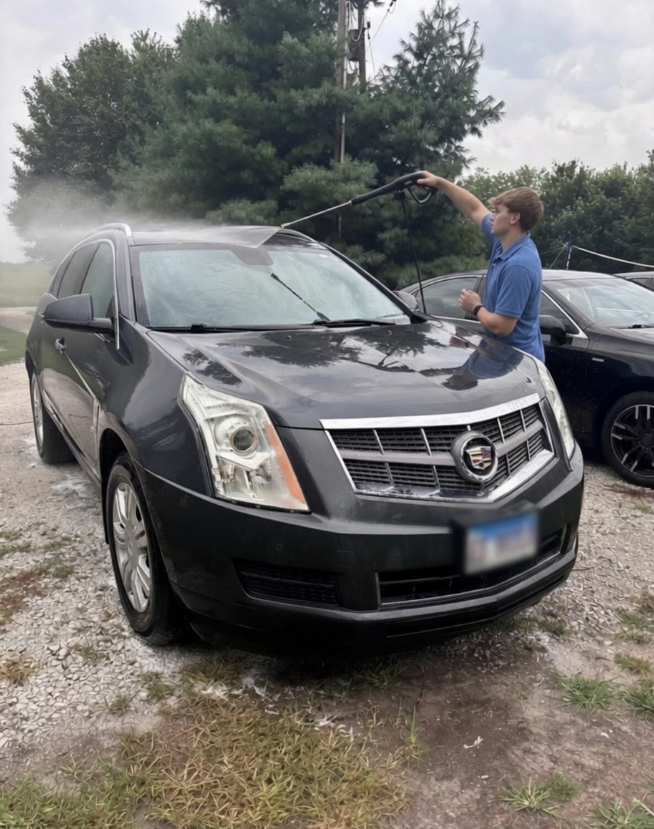 Detailing a black Cadillac in Peoria, IL